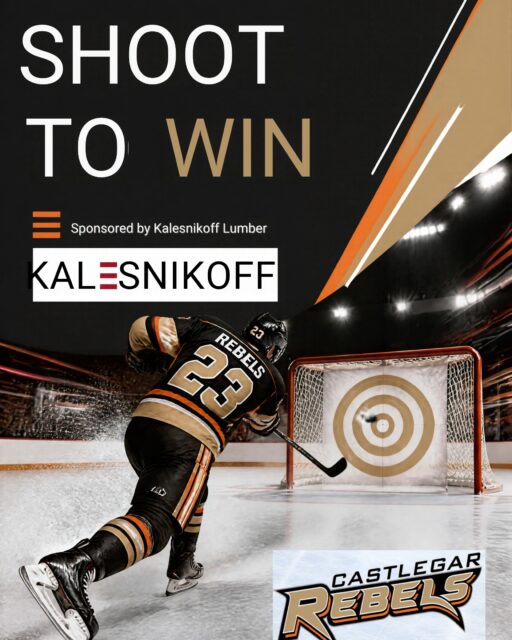 Don't miss the action this Friday October 16th when the Rebels take on the Spokane Braves. Thank you to the sponsor of the game Kalesnikoff Lumber who will be hosting a shoot to win during the first intermission. Will you be a winner on Friday night?