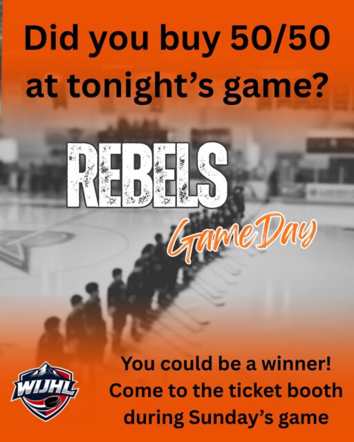 Tonight's 50/50 was not claimed. Did you buy a ticket? Come to the ticket booth at Sunday's game and check your numbers. You could be the winner! Ticket #120506