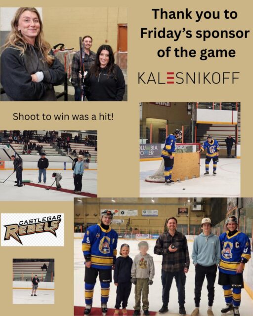 Congratulations to Lenox Palmer - Shoot to win winner on Friday night.  Special thanks to our sponsor of the game Kalesnikoff Lumber