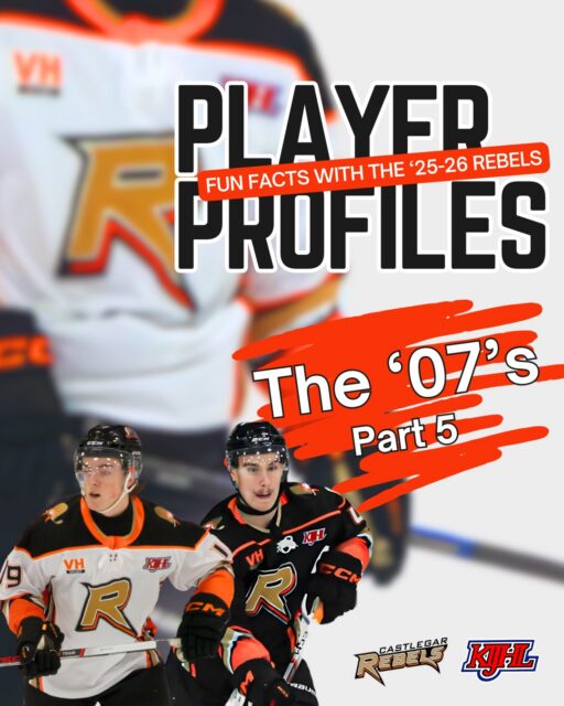 Meet Julian Knelsen and Alex Stewart, next up in our 2007 player profiles. 

Julian is making his mark offensively in his first full season with the Rebels, although he is no stranger to the roster having been an AP with us last season. 

Alex has unfortunately missed some playing time this season, his first with the Rebels, due to injury, but when he is on the ice, his defensive play has provided the team with a chance to come out with the W. 

#wearerebels #playforthegar #rebsnation #kijhl #kijhlhockey