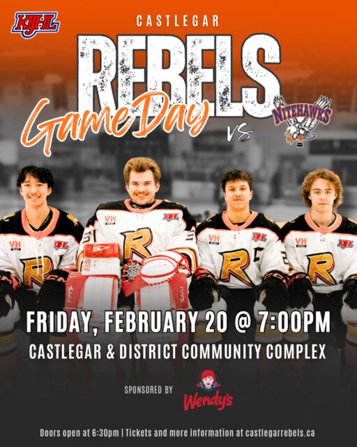 Tonight’s match-up is the final regular season home game for the Rebels. Come out, celebrate our graduating players, and cheer the team on against the Nitehawks. 

There will also be a fun mini game during the intermission with the U5/U7 Rebels. 

Grab your tickets at the link in our bio.
Shoutout to our game day sponsor, Wendy’s! 

#wearerebels #playforthegar #rebsnation #kijhl #kijhlhockey 

📸: Kelsea Dorosz
