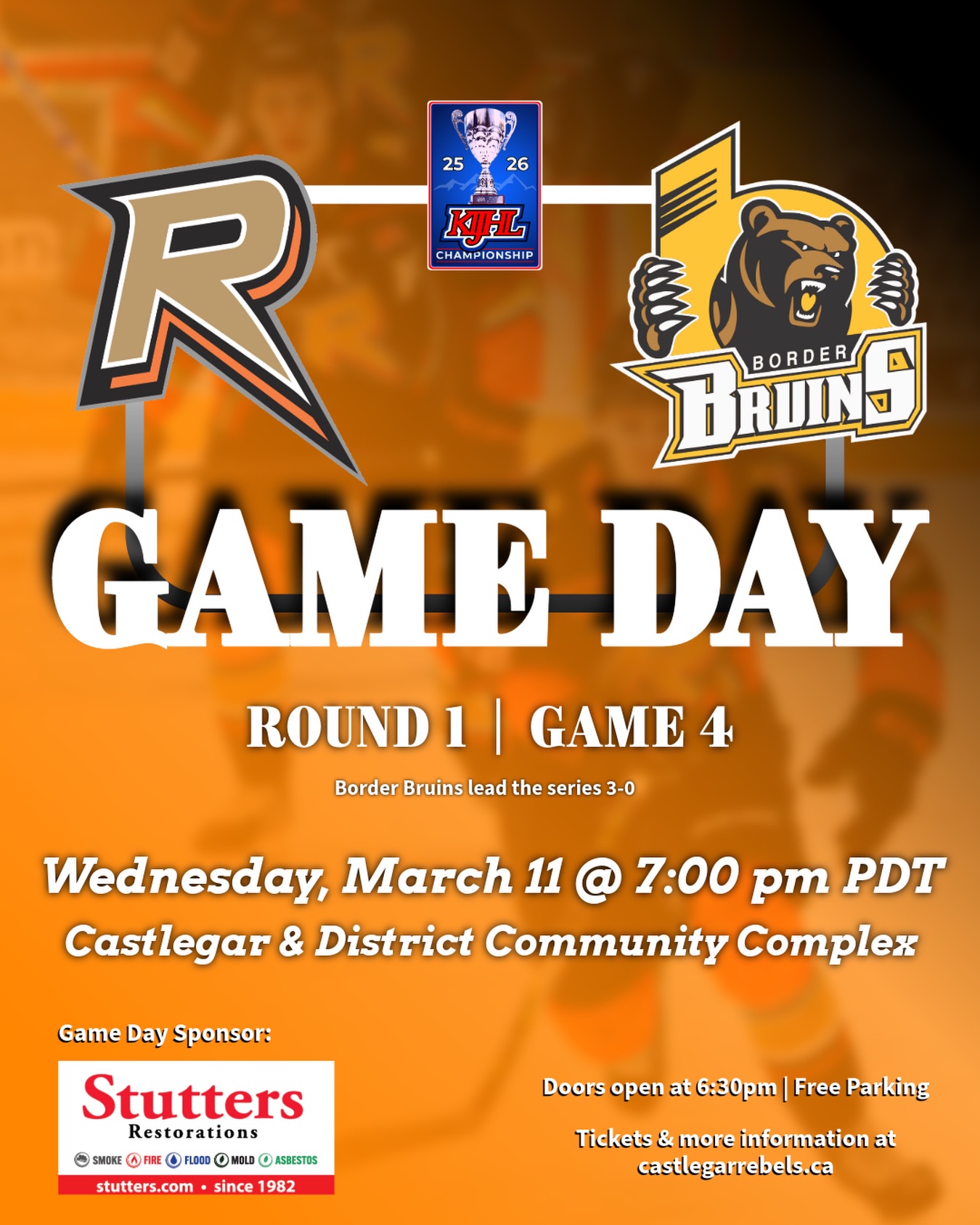 Game 4 goes tonight as the Rebels take on the Border Bruins once again in their Round 1 playoff series.
Come out and enjoy all the game-day essentials:
🍻 Beer Gardens
🥏 Frisbee Toss
🎁 Numerous Giveaways
💰 50/50 Draw
Tickets for tonight plus info on how to watch the game on Flo Hockey are available at the link in our bio.
#wearerebels #playforthegar #rebsnation #kijhl #kijhlplayoffs