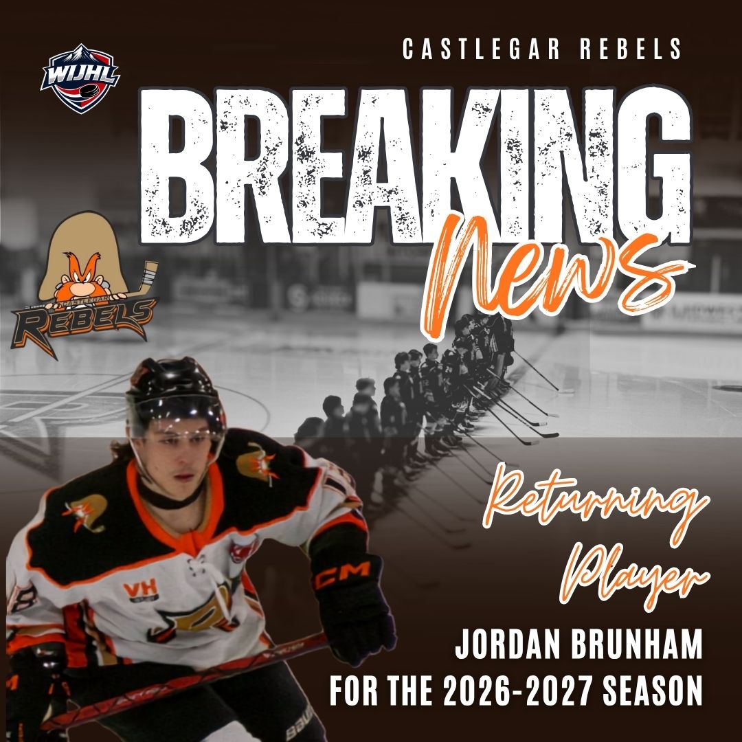 The Castlegar Rebels are excited to announce that Jordan Brunham is returning to the Rebels for the 2026/27 season! ππ₯
A familiar face. A proven Rebel. And now, heβs back for another run in the black and orange.
Jordan has been a key part of the Rebels family over the past few seasons, and we couldnβt be more excited to welcome him back for the inaugural WIJHL season! πͺπ§‘π€
WELCOME BACK, JORDAN!
π§‘π€π LETβS GO REBELS! ππ€π§‘
#CastlegarRebels #RebelNation #WIJHL #PlayForTheGar