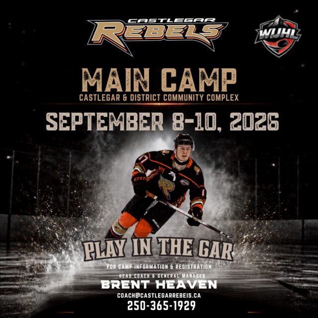 🚨MAIN CAMP ANNOUNCEMENT 🚨
Ready to take your game to the next level? The wait is over, and it's time to battle! 🏒🔥
The Castlegar Rebels have a select Main Camp from September 8–10th at the Castlegar & District Community Complex.
To ensure we build the strongest roster possible for our inaugural WIJHL campaign, this camp is completely FREE to attend!
This is your chance to showcase your game, claim your spot, and wear the black & orange. 💪🏼⚠️
HOW TO APPLY: Spaces are strictly limited. Interested players must reach out directly to Head Coach and General Manager Brent Heaven via email, text, or phone call for more details and to secure an invite:
📱 Phone/Text: 250-365-1929
📧 Email: coach@castlegarrebels.ca
Don't wait—unleash your potential and join the Rebels family! 🧡🖤
#CastlegarRebels #RebelNation #WIJHL #PlayForTheGar #GoRebels #JuniorHockey 🏒🔥