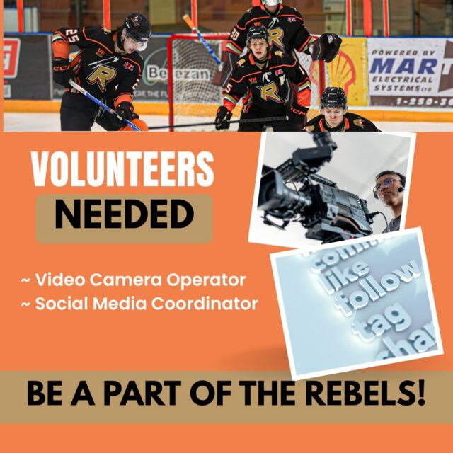 🔥 WANT TO GET CLOSER TO THE ACTION? 🔥
We’re looking for a couple of people to join the Rebels crew! 

📱SOCIAL MEDIA
Help bring Rebels hockey to life online - game nights, behind-the-scenes, player moments, updates and everything in between.

🎥 VIDEO CAMERA OPERATOR
Love capturing the action? Get behind the lens and help us show Rebels hockey from a whole new angle.

No fancy title. No suit required. 😉
Just a love for hockey, a little creativity and a willingness to jump in!
These are volunteer roles, but you’ll be right in the middle of Rebels hockey.
Think you’ve got what it takes?
Send us a message or tag someone who should be part of the crew! 👇
🧡🖤 BE PART OF THE REBELS 🖤🧡
#CastlegarRebels #RebelsHockey #RebelsNation #CastlegarBC #PlayForTheGar